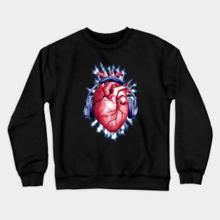 Listen heart, heart with headphones to listen to your music Crewneck Sweatshirt